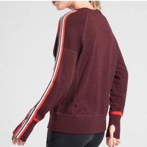Athleta Canyon Colorblock Sweater Burgundy Wool Size Small